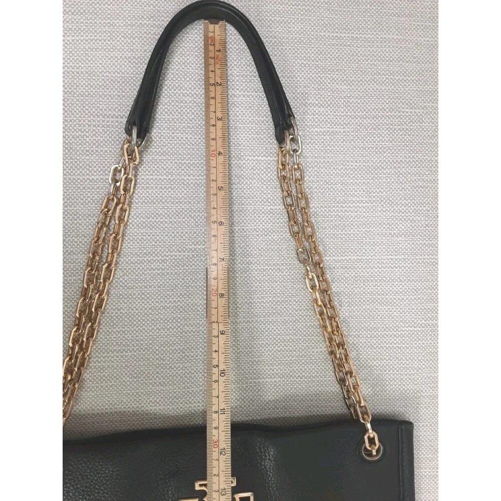 Tory Burch Black Pebbled Leather Crossbody Bag Shoulder Handbag Convertible